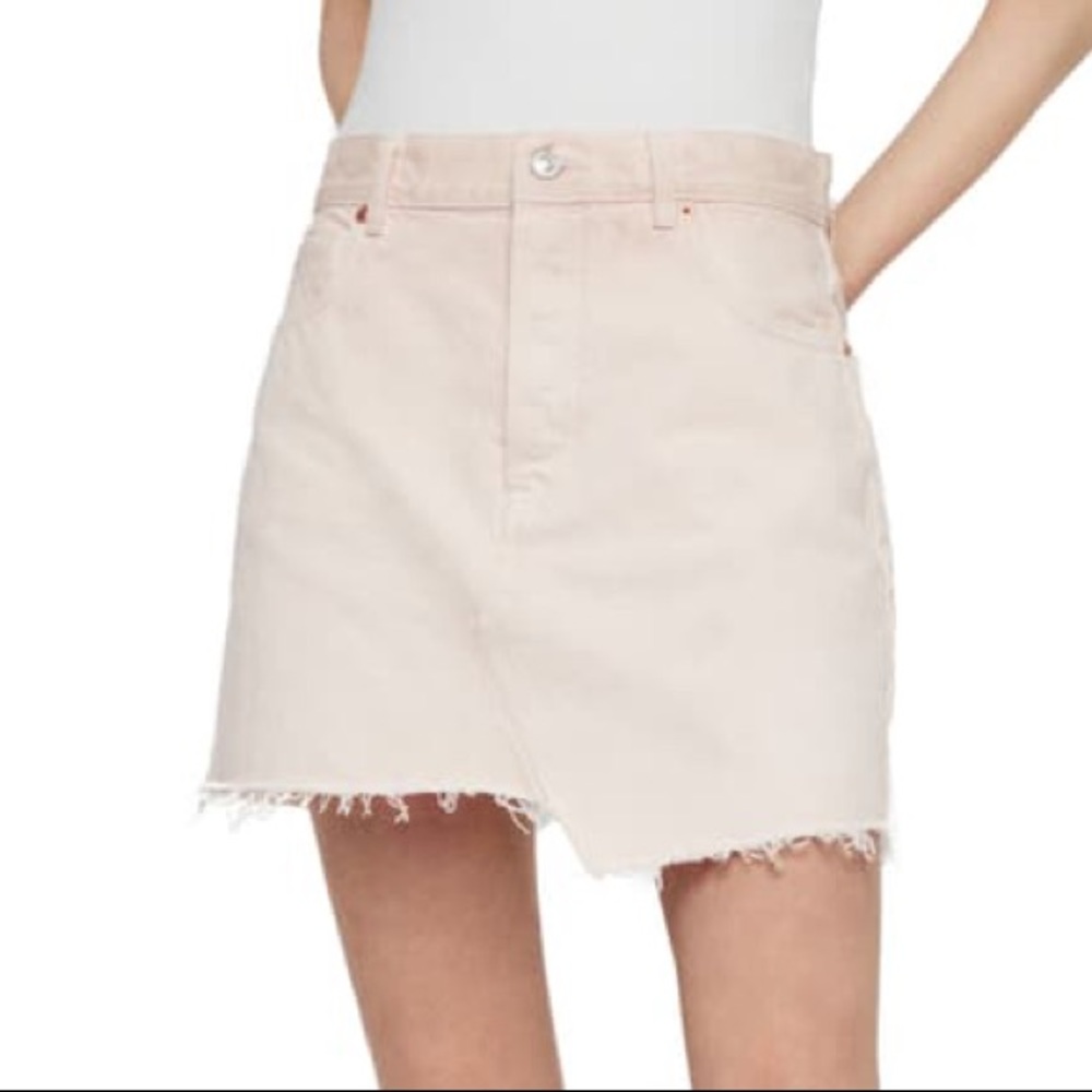 NEW All Saints Mai Asymmetrical Mini Skirt Pink